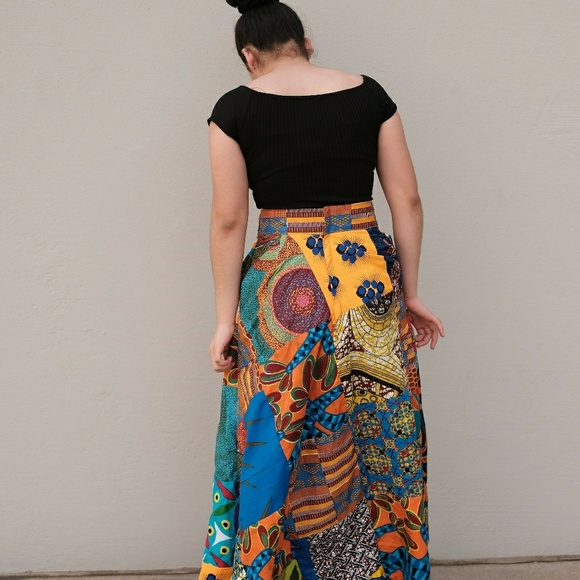 Women African Ankara patches high low skirt - Picture 3 of 7